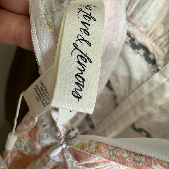 For Love & Lemons Farrah Slip Mini Dress Floral Pin-tuck Lace Trim Romantic L - Picture 12 of 14